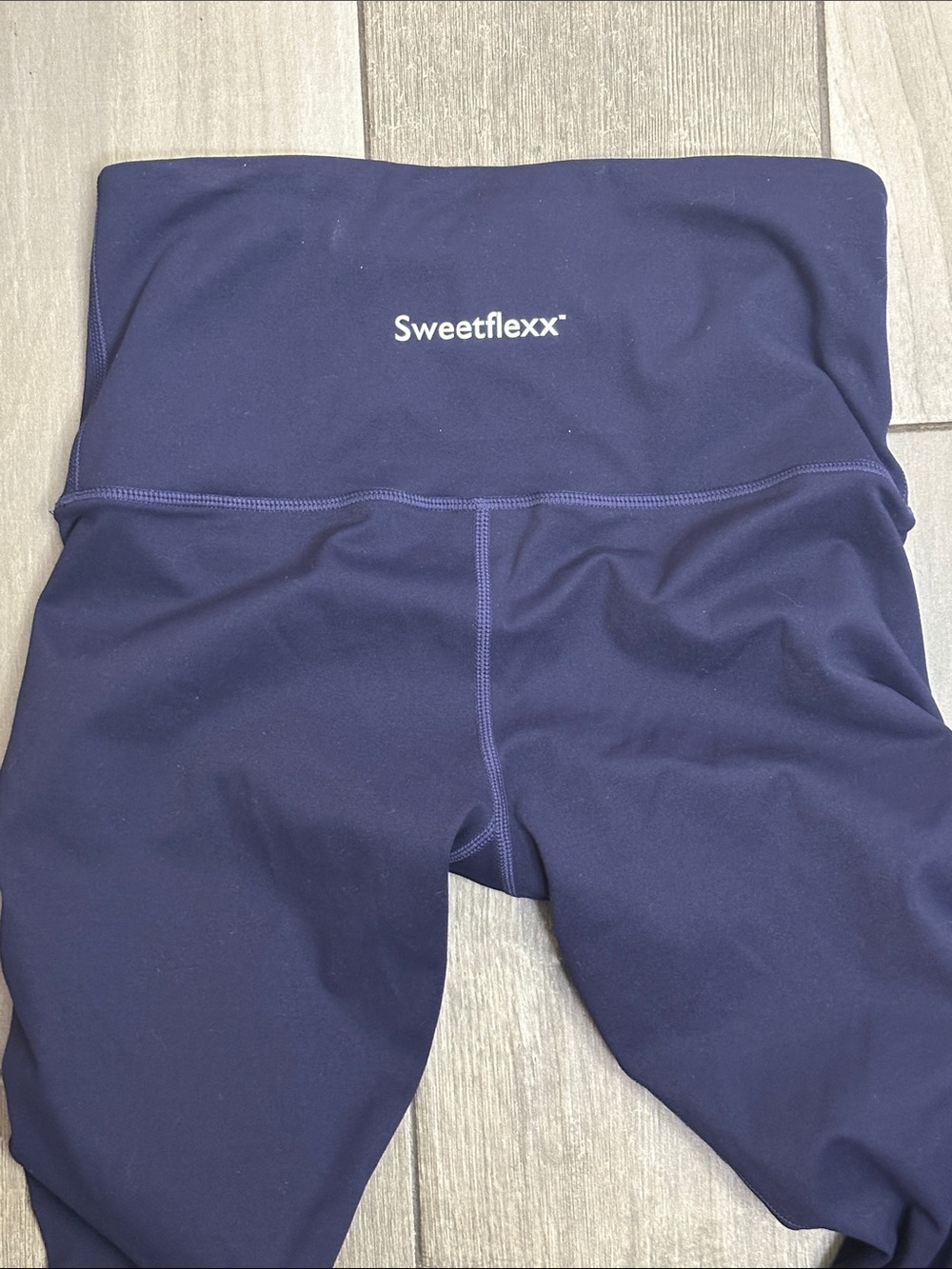 Sweetflexx Compression Leggings Navy High Rise Cropped Resistance Women's Size 6 - Picture 3 of 10